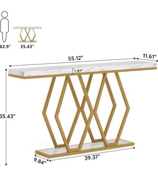 Mesa consola recibidor industrial dorada mármol
