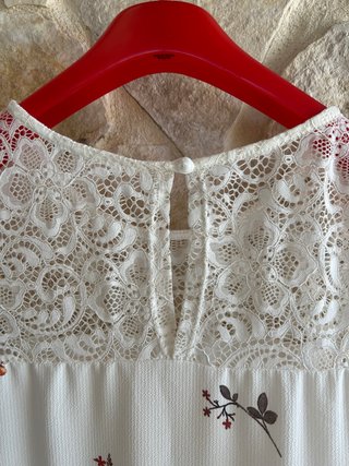 Abito bianco con pizzo e fiori - Taglia unica