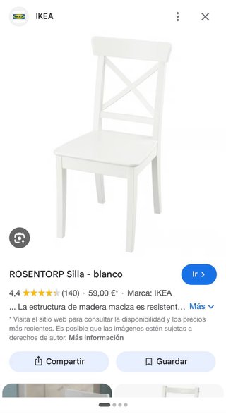 Pack de 5 Sillas Rosentorp IKEA Madera Blanca