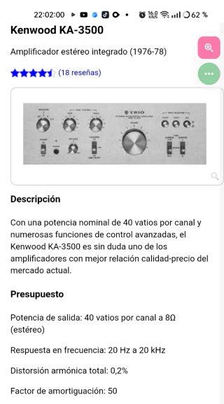 Kenwood KA 3500 Amplificador Integrado