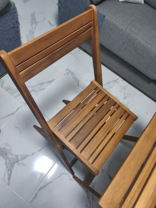Conjunto mesa y 2 sillas madera plegables