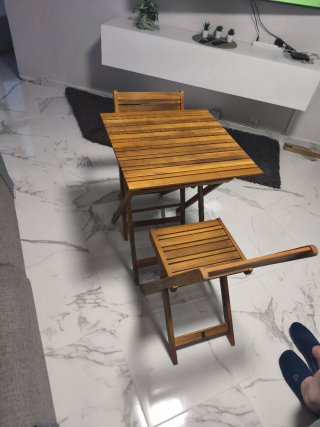 Conjunto mesa y 2 sillas madera plegables