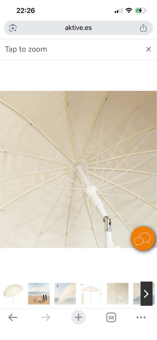 Sombrilla playa beige 200 cm fleco 16 varillas