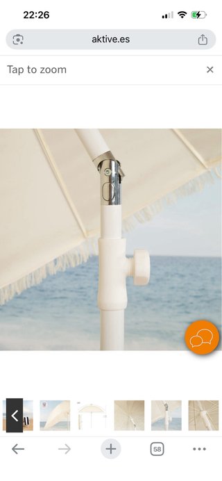 Sombrilla playa beige 200 cm fleco 16 varillas