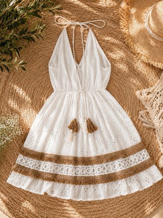 Vestido Ibicenco Blanco y Beige