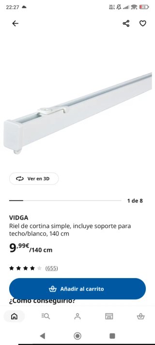 VIDGA Riel Cortina Blanco 140cm