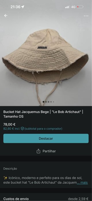 Chapéu bucket Jacquemus Bege Le Bob Artichaut