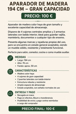 Aparador de madera de haya