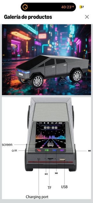 Altavoz Bluetooth WS-580 Réplica Cybertruck