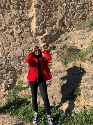 Chaqueta de pana roja