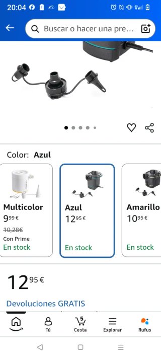 Inflador Eléctrico Intex Azul