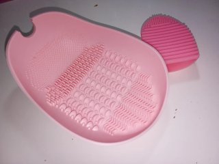 Limpiador de brochas de maquillaje rosa