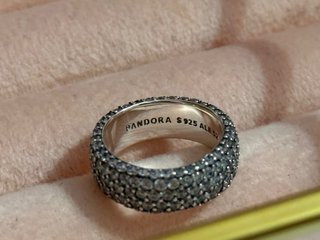 Anello Pandora Tripla Fascia Pavé Argento 52