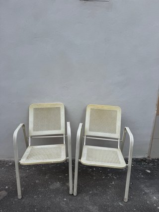 2 Sillas de Hierro Beige/Gris