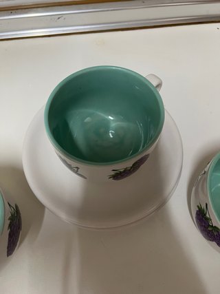 Juego 3 tazas porcelana desayuno moras