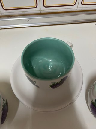 Juego 3 tazas porcelana desayuno moras