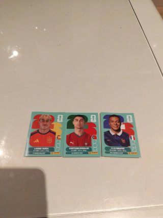 Pack cromos Lamine, Cristiano y Mbappé