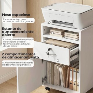 Cajonera de oficina blanca con ruedas