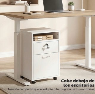 Cajonera de oficina blanca con ruedas