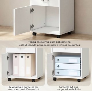 Cajonera de oficina blanca con ruedas