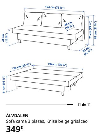 Sofá Cama Ikea Gris Tela
