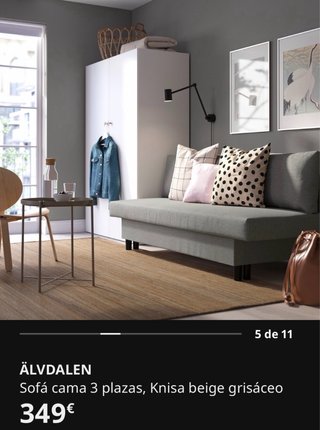 Sofá Cama Ikea Gris Tela