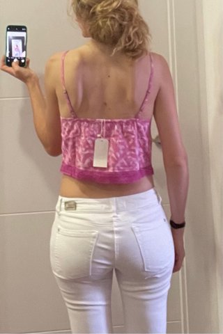 Top tirantes triangu est.rosa encaje S