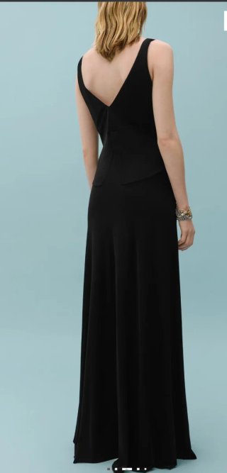 Vestido Largo Negro Mango Talla S Nuevo