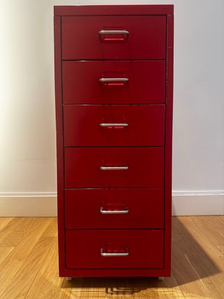Armario archivador metálico rojo 6 cajones