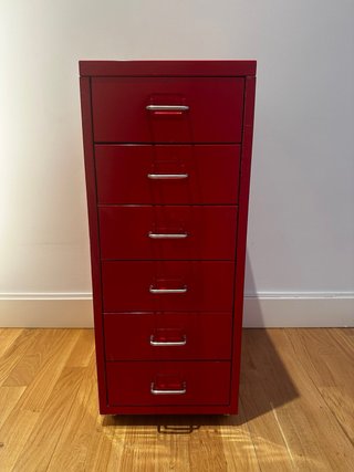 Armario archivador metálico rojo 6 cajones