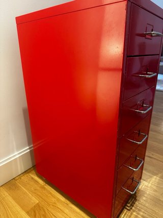 Armario archivador metálico rojo 6 cajones