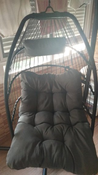 Silla Colgante Ratán Marrón y Negra