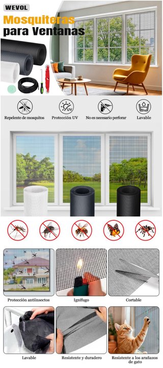 Mosquitera Ventana 120x300cm Fibra Vidrio