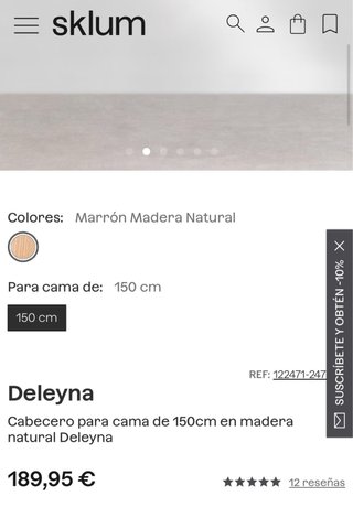 Cabecero de madera 150 cm