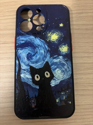 Funda iPhone 13 Pro Diseño Gato Noche Estrellada