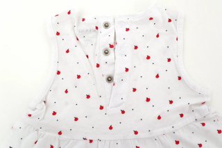 Vestido blanco con estampado de manzanas. T18meses