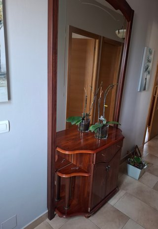 Espejo de entrada madera y cristal