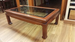 Mesa centro madera caoba con cristal