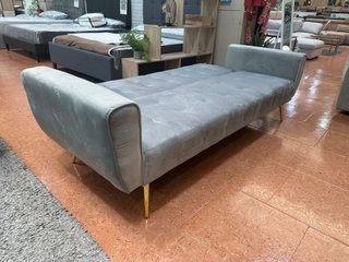 Sofá Cama Gris con Patas Doradas