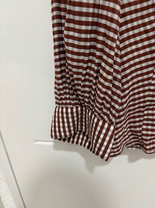 Blusa Mango Cuadros Marrón y Blanco Talla S
