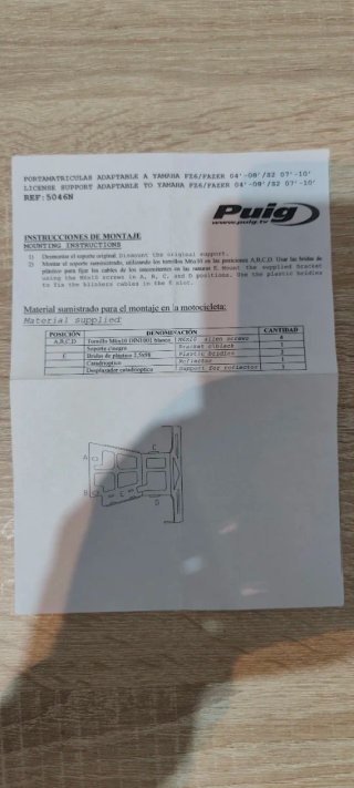 Portamatriculas Puig FZ6