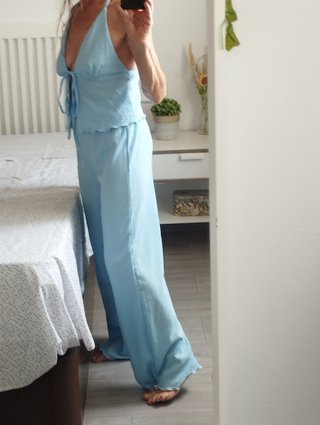 Conjunto top y pantalón azul t xs de shein