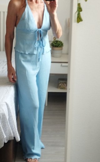 Conjunto top y pantalón azul t xs de shein