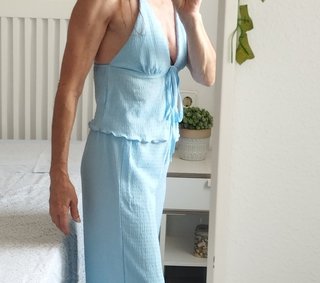 Conjunto top y pantalón azul t xs de shein