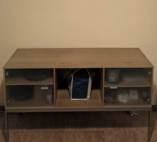 Mueble TV madera y cristal