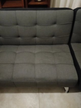 Sofá cama gris tela y metal