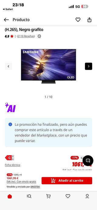 TV Samsung OLED 48 4K AI U 2025