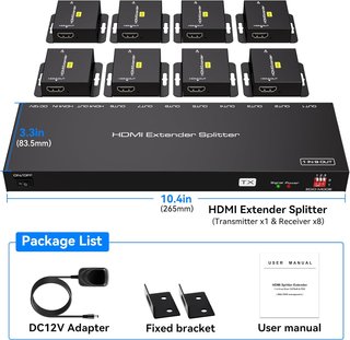 VEDINDUST HDMI Splitter Extensor 1x8 1080p POC