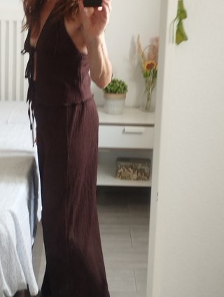 Conjunto Shein Top y Pantalón Marrón Talla XS