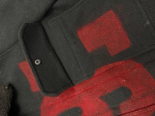 Cazadora Lana Zara Custom Negra Roja
